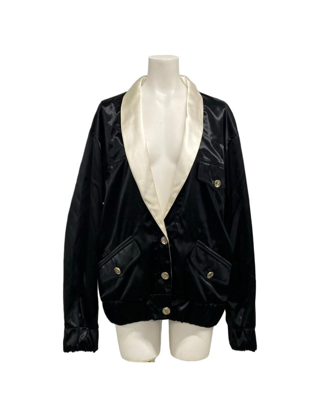 Chanel Jacket Black Ivory No 5 Button Long Sleeve 38